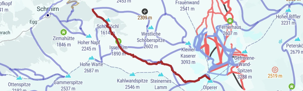 Route map: Olperer (3.476 m)